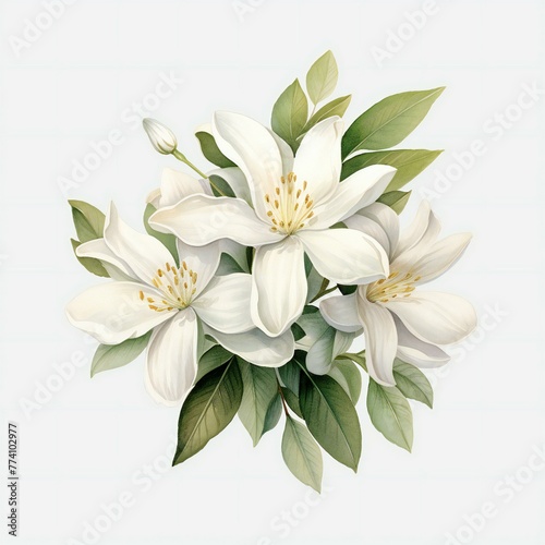 watercolor Jasmine flower © Amena
