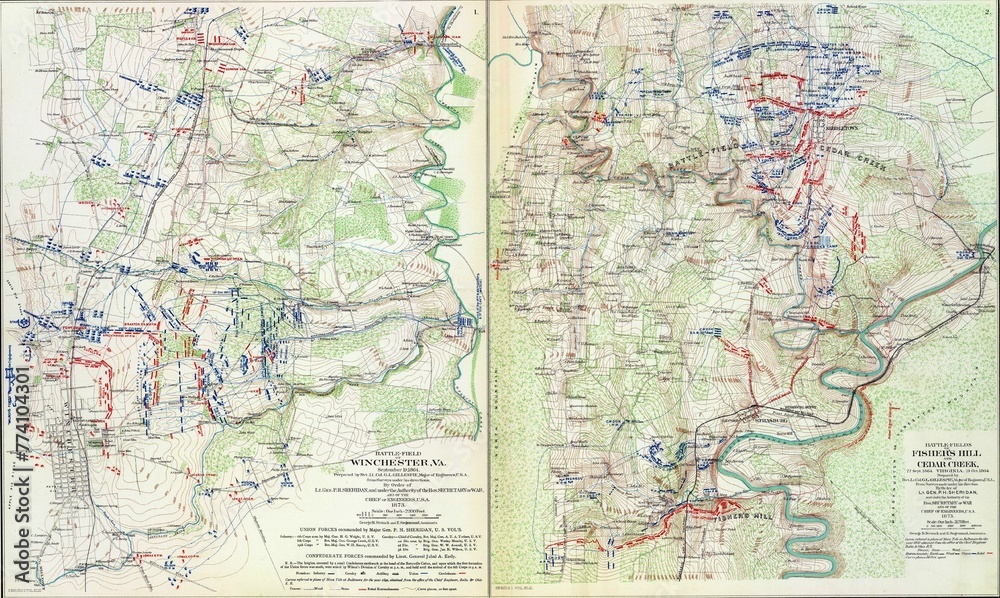 Map of battles of Winchester, Fishers Hill and Cedar Creek, 1864