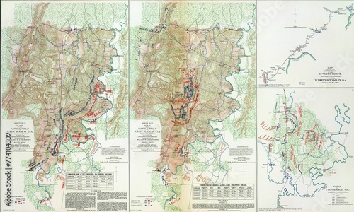Obraz na plátně Map of battle of Chickamauga, Tennessee, 1863