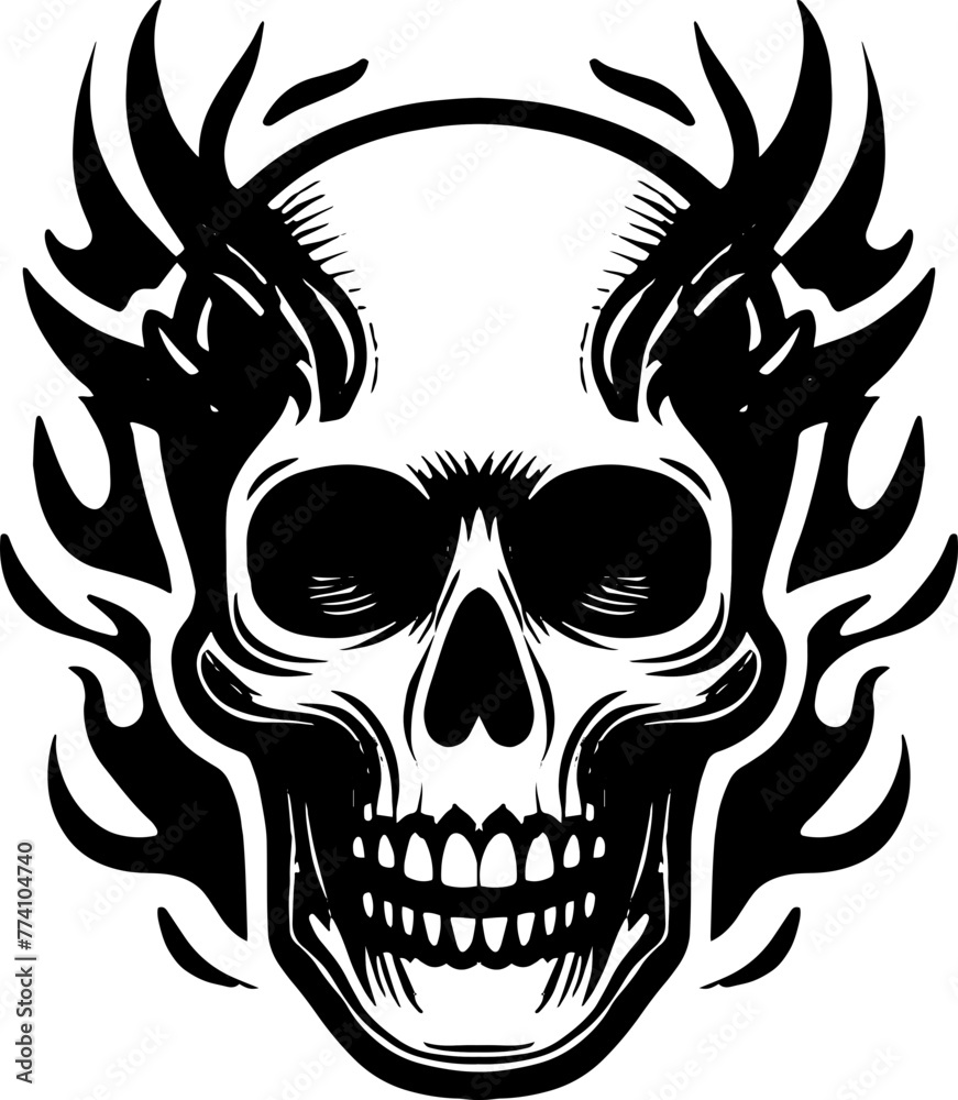 Obraz premium skull with fire logo vector illustration
