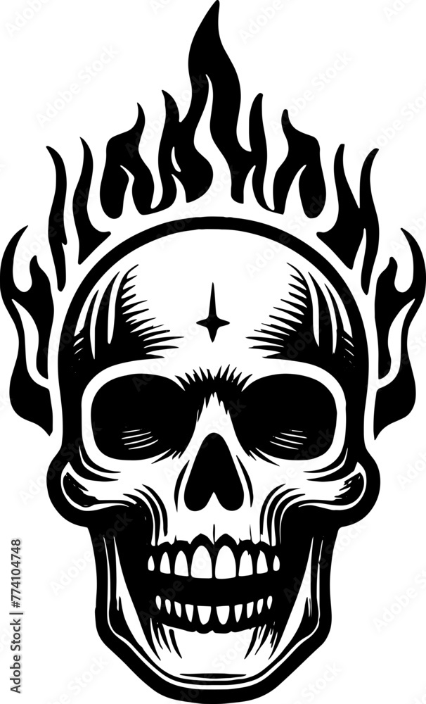 skull with fire logo vector illustration skull with fire logo vector illustration