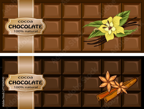 A set of chocolates with spices.Vector illustration of chocolates with spices on a transparent background.