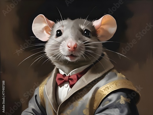 a painting of a rat wearing