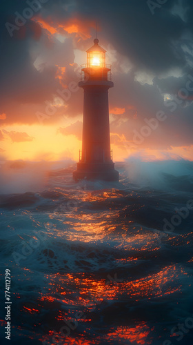 Enduring Lighthouse Beacon Guiding Through Infinite Storms with Eternal Indestructible Illumination