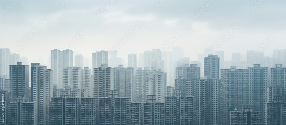 Urban landscape featuring skyscrapers and a scattering of clouds in the sky, depicting a modern metropolitan area