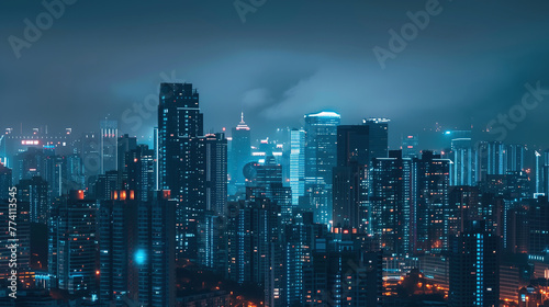China city architecture night scenery,created with Generative AI tecnology.
