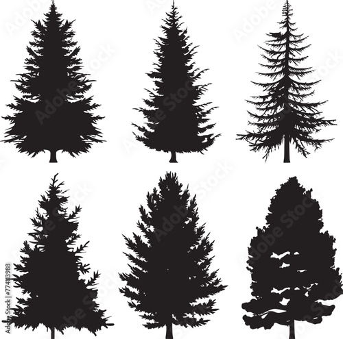 set of christmas trees