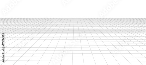 Vector perspective mesh. Detailed lines on a white background. 3d illustration.