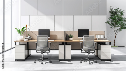 modern white office interior and ergonomic chair