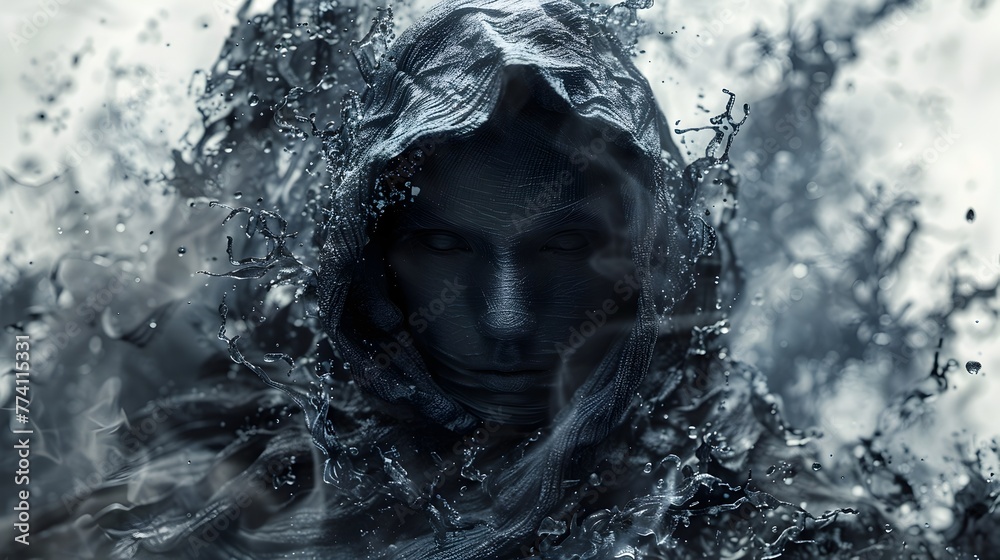 Mystic Guardian Shrouded in Nordic Neutral Tones A Tenebristic Veil Envelops the Obscure Spirit