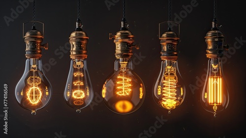 Various shaped decorative antique Edison light bulbs