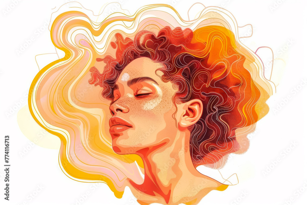 Colorful abstract woman illustration in vibrant style
