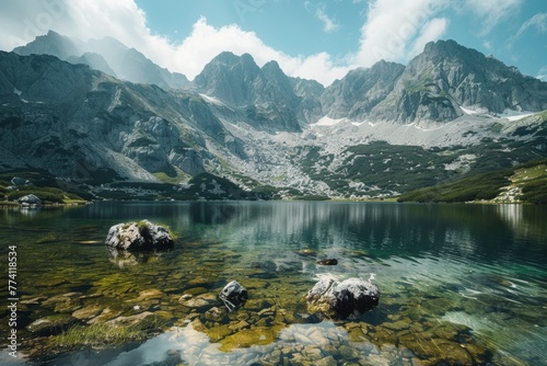 Alpine Serenity Reflected in a Crystal Clear Mountain Lake