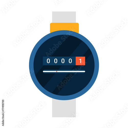 Round electricity meter device. Electrician tools, electrician supplies flat vector illustration