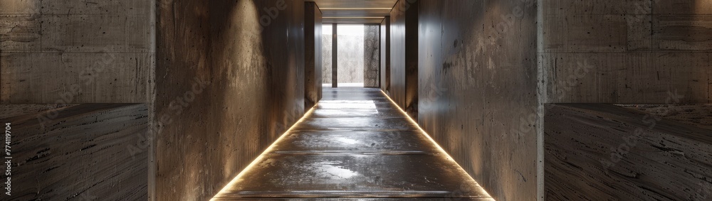 Concrete corridor to the guest room at riverside hotel in holidays --ar 53:15 --v 6.0 - Image #4 @kashif320