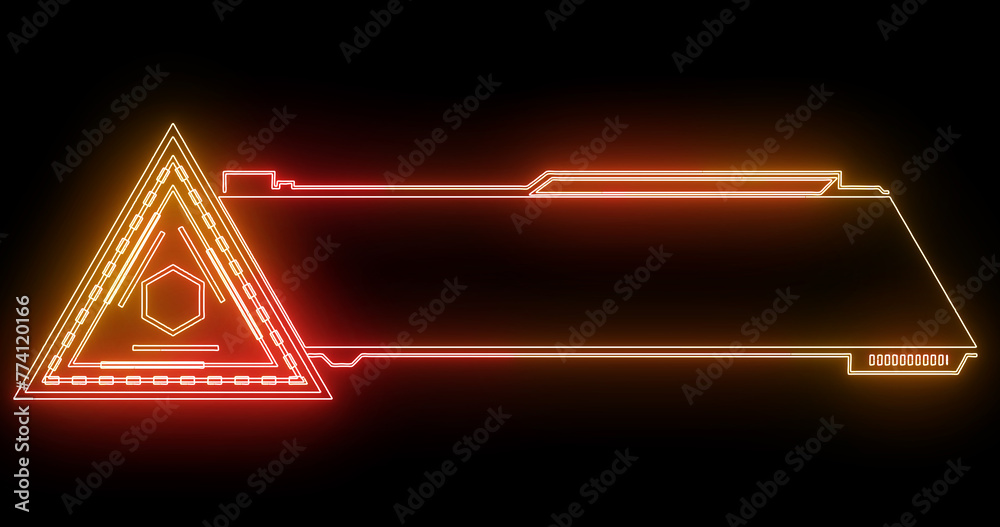 Fototapeta premium Sci-fi cool designed neon hud lower third. Element of hud interface. Futuristic neon lower third for a title, TV news, information call box bars, and news channels.