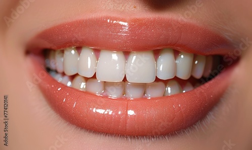 A happy woman's mouth with ...