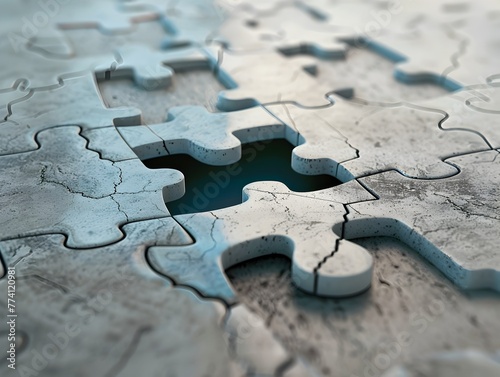 Unique Puzzle Piece Fitting into Unconventional Space Representing Innovative Solutions and Ideas