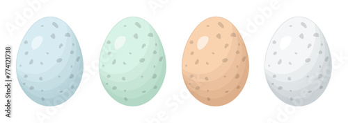 Set of colored spotted eggs. Vector and PNG on transparent background.