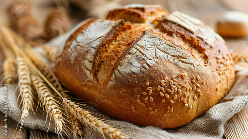A loaf of freshly baked bread made from whole wheat flour, wheat one of the most traded commodities, demand for food processing