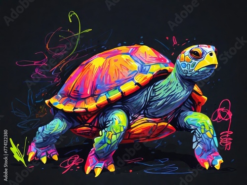 abstract watercolor hand drawn turtle illustration