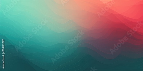 Teal red gradient wave pattern background with noise texture and soft surface gritty halftone art  photo