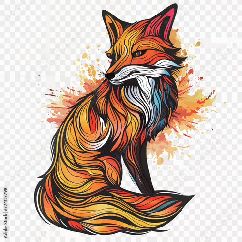 a fox with a colorful mane on the head.