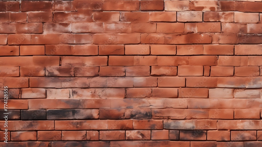 Obraz premium Dimensional Delight: Panoramic Banner Highlighting Red Brick Texture