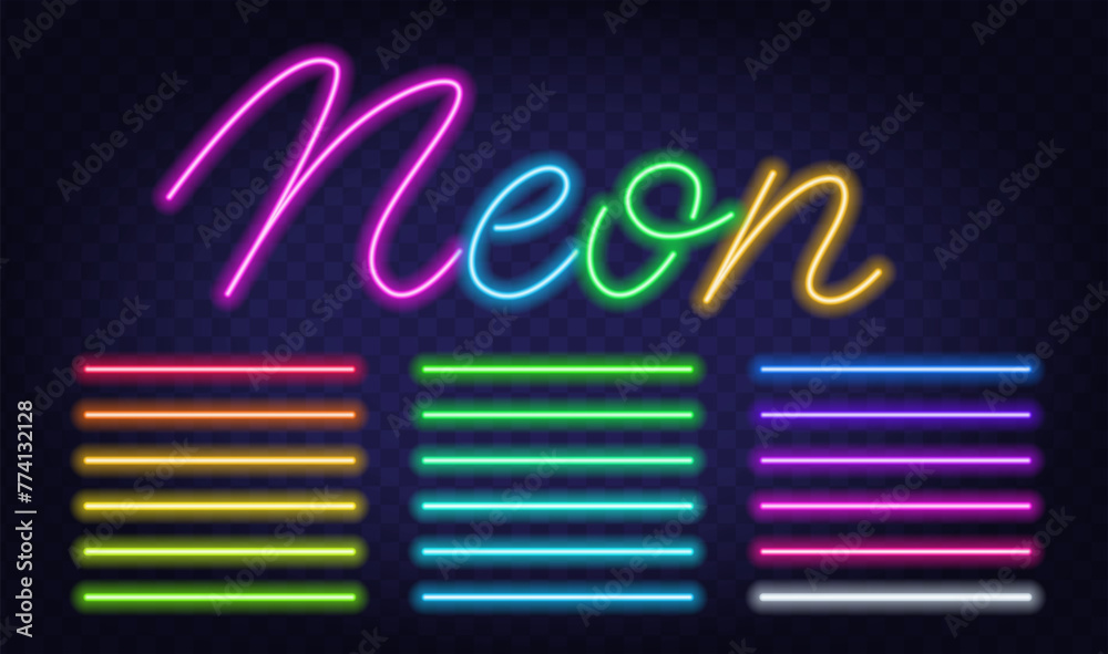 Neon Light vector Brush on Transparent Background.
