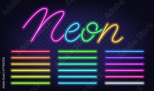 Neon Light vector Brush on Transparent Background.