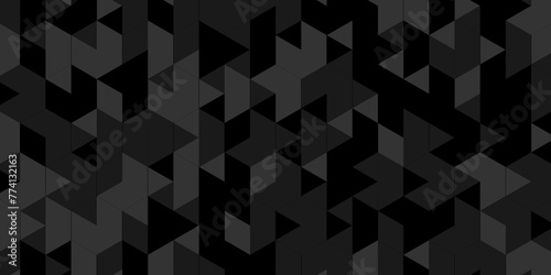  Vector geometric seamless technology gray and black triangle background. Abstract digital grid light pattern black Polygon Mosaic triangle Background, business and corporate background.