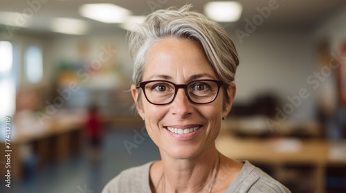 Confident Mature Woman With Glasses