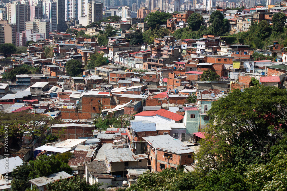Naklejka premium El Guarataro neighborhood near the center of the city of Caracas in Venezuela
