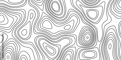 Modern Abstract topographic contours 3d map background. White background with topographic wavy pattern design. Black on white contours vector topography stylized height of the lines.