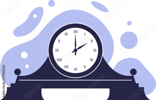 Vintage clock with dial on an abstract background.