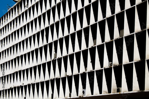 Abstract geometric patterns in the architecture of city buildings photo