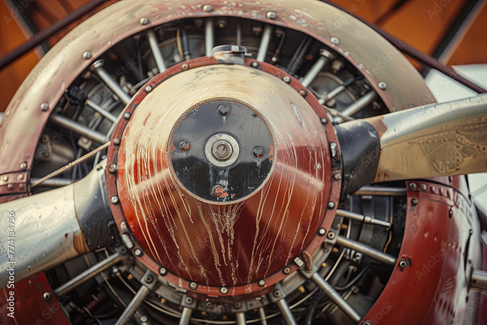 Fototapeta premium Detail of a old biplane from the nineteen-twenties