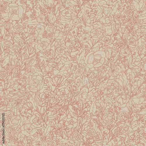 Untitled orange cream floral seamless pattern freehand floral collection 