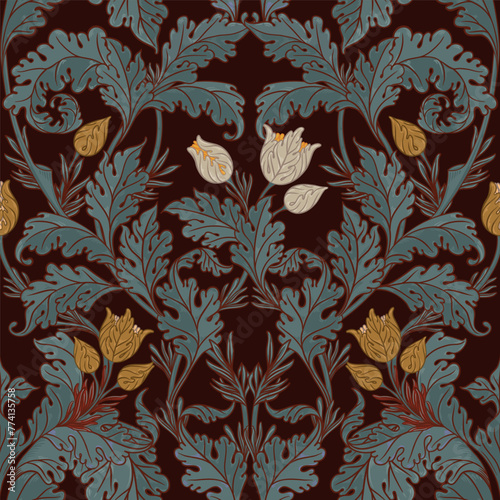 Floral vintage seamless pattern for retro wallpapers, textiles, designs. Ench...