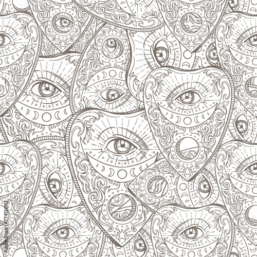 Mystic, magic, background. Religion and the occultism with esoteric and mason...