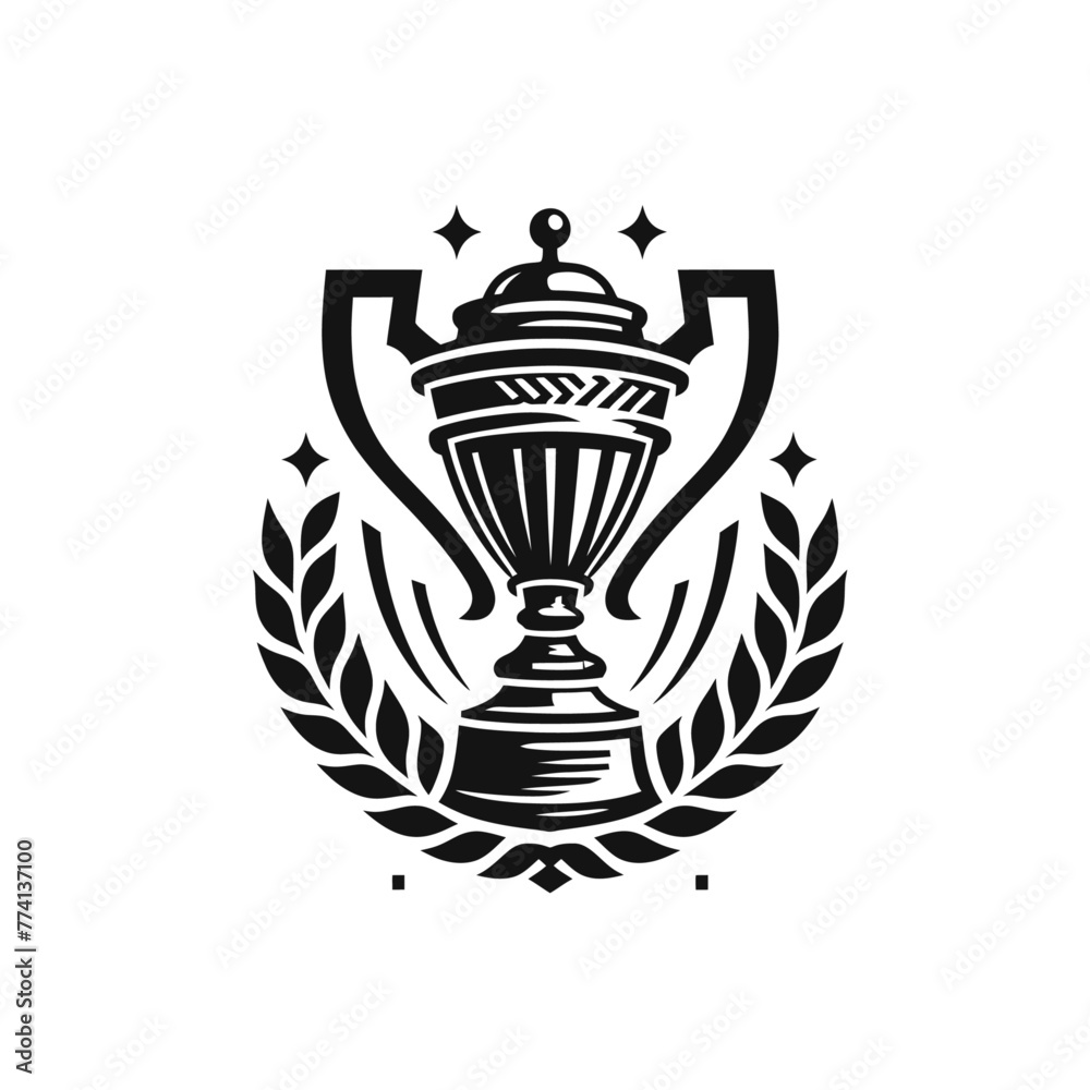 Monochrome champion cup isolated vector illustration Monochrome champion cup isolated vector illustration