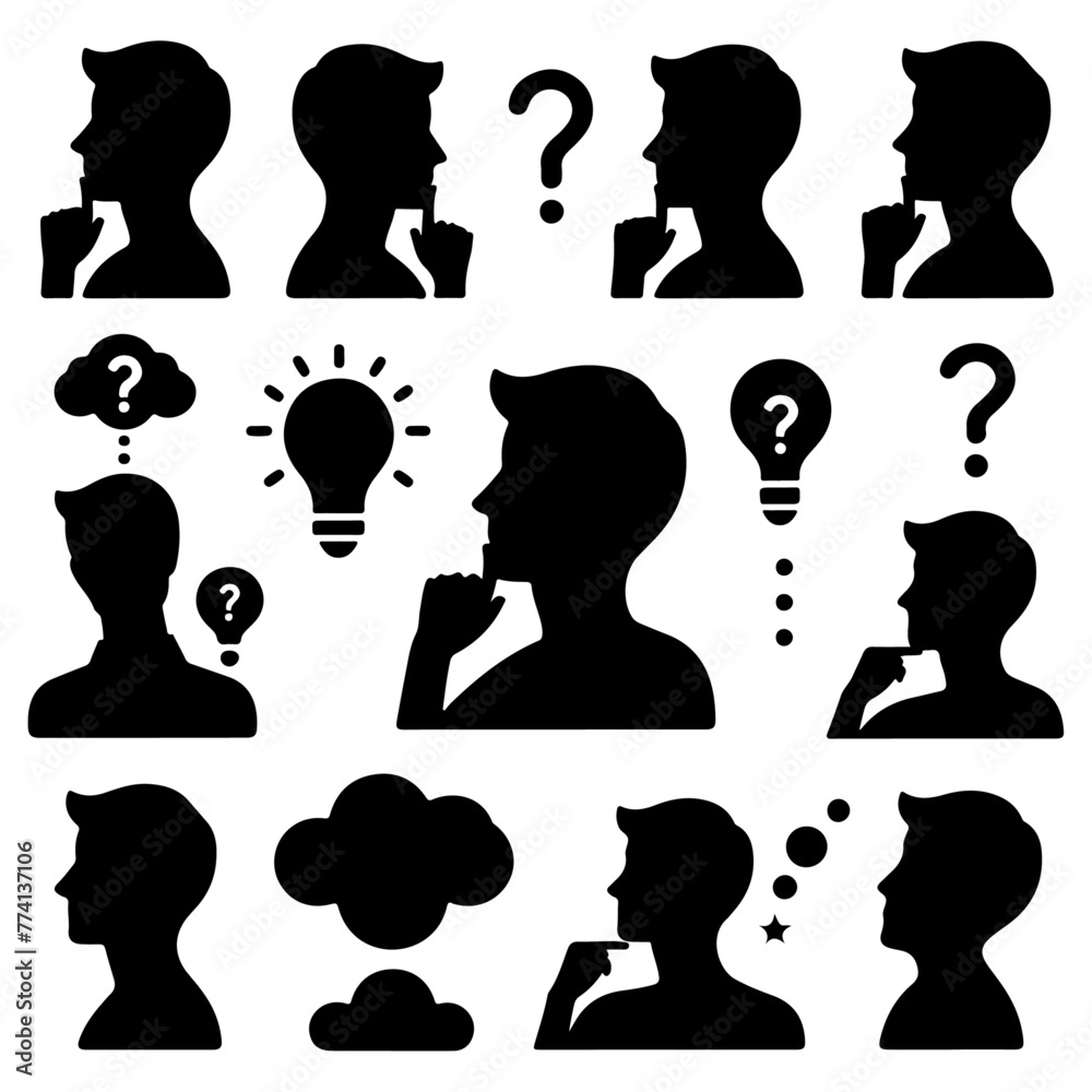 silhouette illustration of person thinking