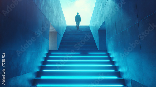 Businessman climbing stairs ,Ambitions concept.