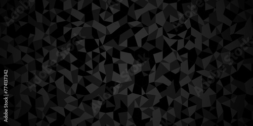  Vector geometric seamless technology gray and black triangle background. Abstract digital grid light pattern black Polygon Mosaic triangle Background, business and corporate background.