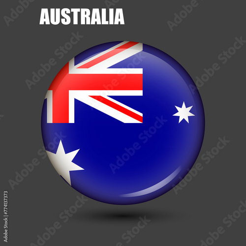 Free Download Australia's national flag in the shape of a circle.Vector.
Round 3d flag icon with 
High detail.
Spherical flag illustration. - GFXLoad