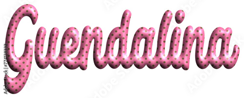 Guendalina - pink color with dots, fabric style -name - three-dimensional effect tubular writing - Vector graphics - Word for greetings, banners, card, prints, cricut, silhouette, sublimation