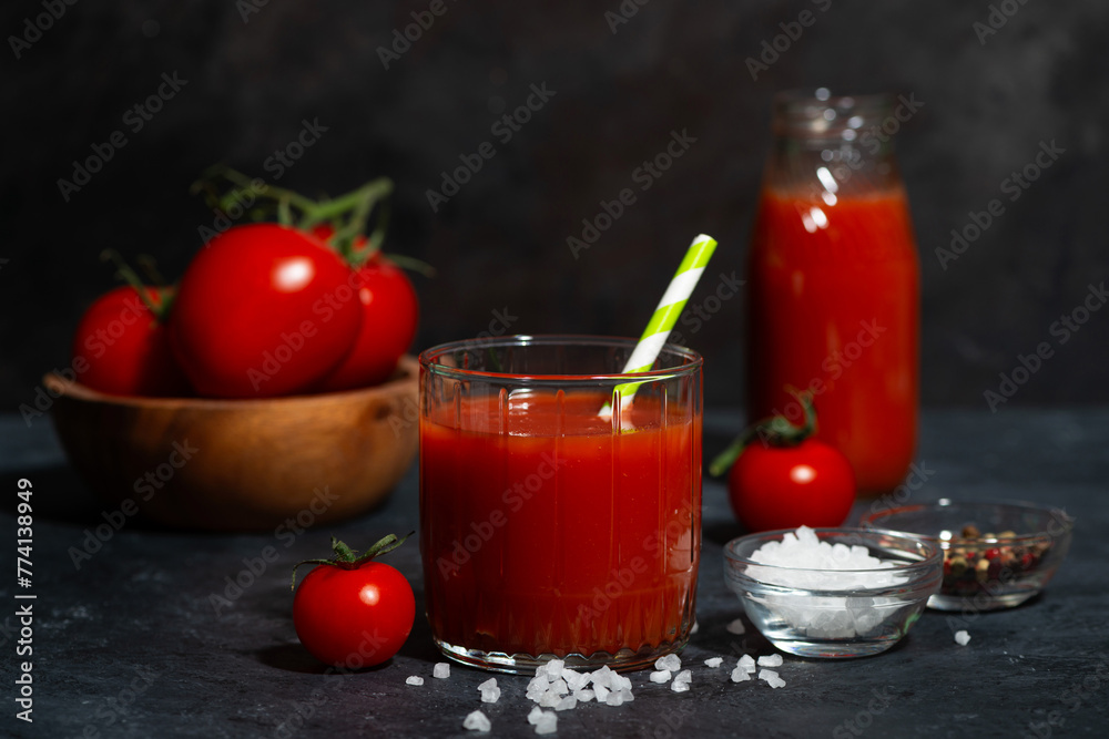 glass of fresh tomato juice with sea salt glass of fresh tomato juice with sea salt