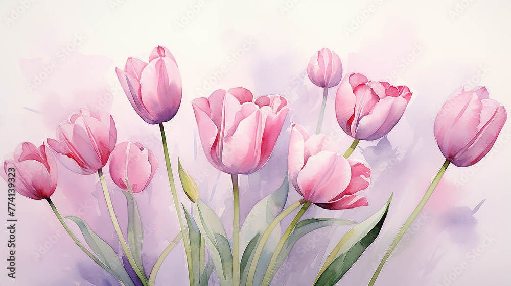 Delicate pink tulips, a symbol of love and happiness, a fragrant spring flower bed, a romantic gift for March 8th