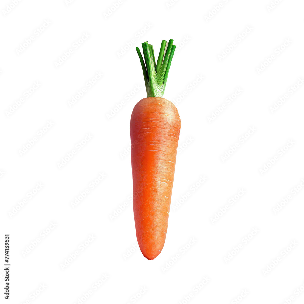 Single carrot with green stem on Transparent Background Single carrot with green stem on Transparent Background