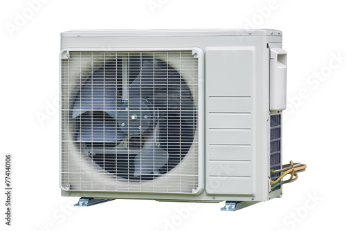 White Outdoor air conditioner unit, png isolated on transparent background, clipart, cutout. © dinastya